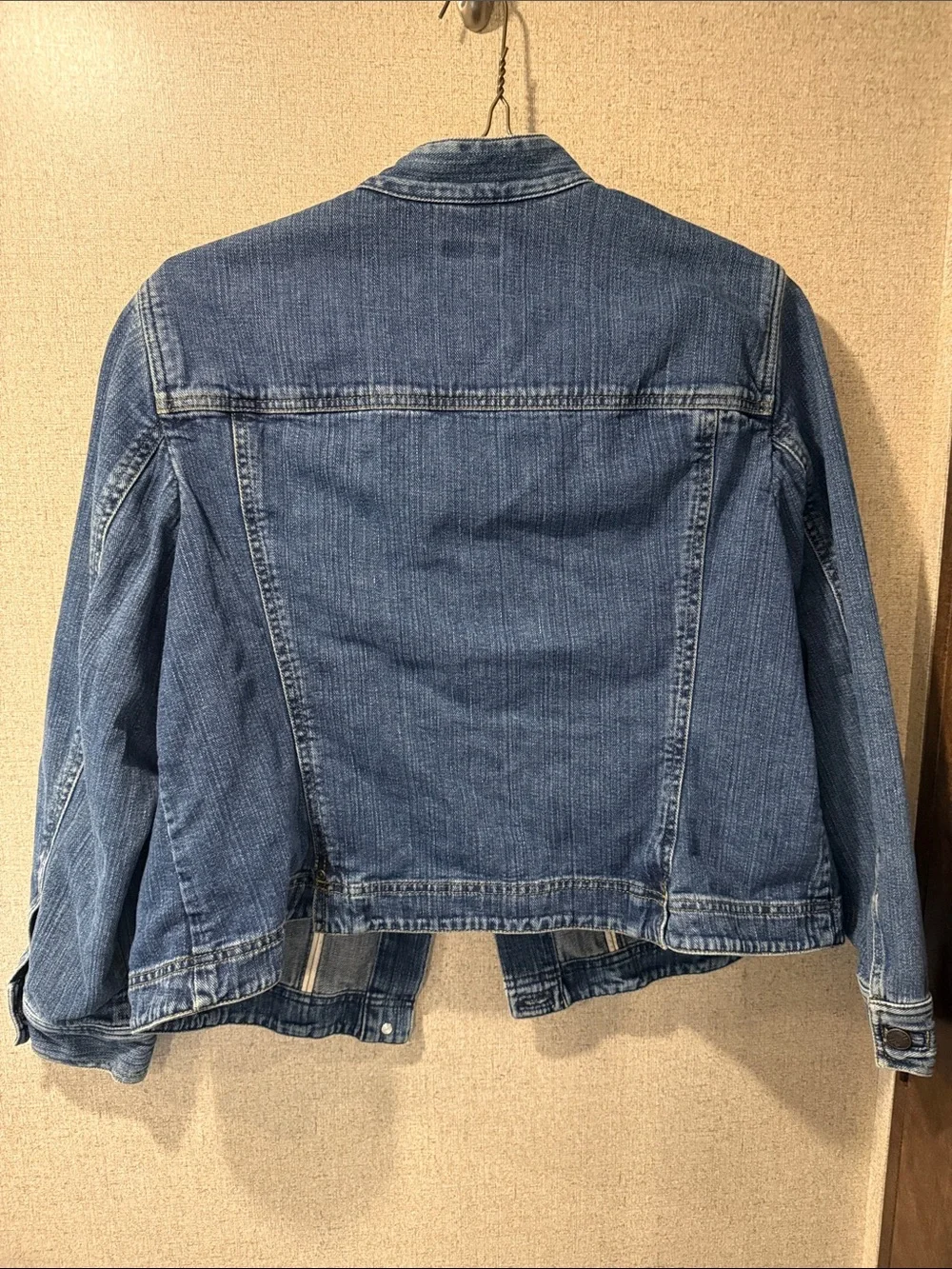 J. Jill 1X Denim Jacket Blue Stretch button front with Mandarin Collar Plus Size